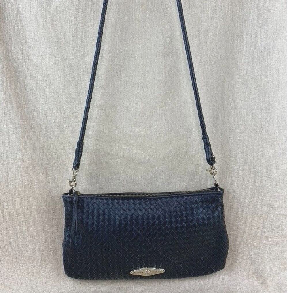 Elliott Lucca Black Woven Leather Small Shoulder Bag